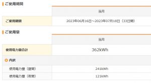 実際の導入後7月の電気代